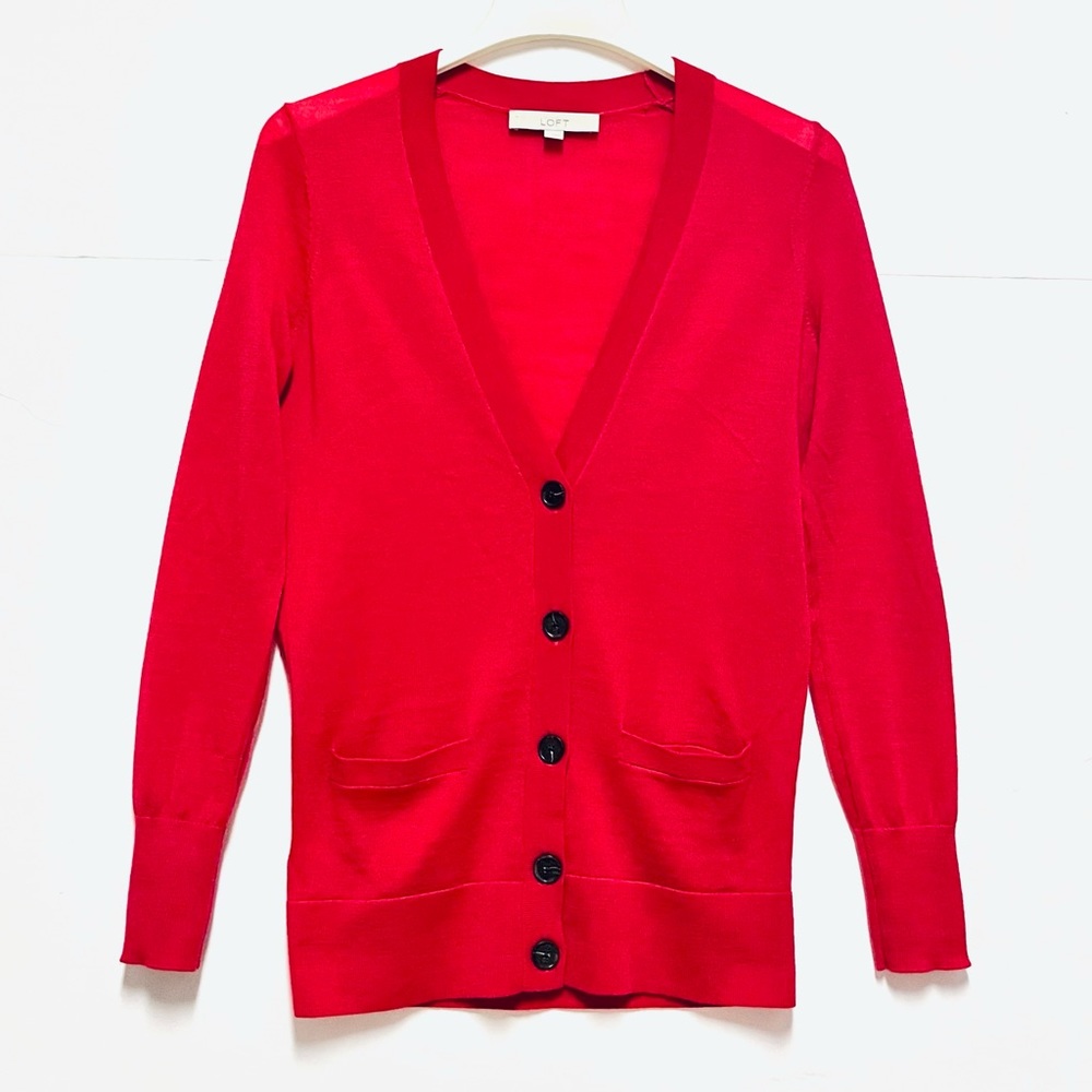 LOFT Red Women's Cardigan Sweater